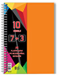 7+3 Ayraçlı Defter 10 Konulu 300 Yaprak 1 Adet 7 Kareli 3 Çizgili Spralli Plastik Kapak Seperatörlü