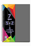 5+2 Ayraçlı Defter 7 Konulu 175 Yaprak 1 Adet 5 Kareli 2 Çizgili Spralli Plastik Kapak Seperatörlü