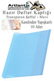 Hazır Defter Kaplığı Şeffaf Buzlu Mavi A4 10 Adet 1 Paket Cırtlı Ayarlanabilir Kendinde Yapışkanlı Kaplık Okul Sınıf