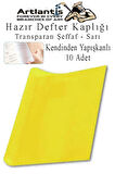 Hazır Defter Kaplığı Şeffaf Buzlu Sarı A4 10 Adet 1 Paket Cırtlı Ayarlanabilir Kendinde Yapışkanlı Kaplık Okul Sınıf