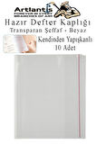 Hazır Defter Kaplığı Şeffaf Buzlu Beyaz A4 10 Adet 1 Paket Cırtlı Ayarlanabilir Kendinde Yapışkanlı Kaplık Okul Sınıf