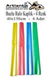 Buzlu Rulo Şeffaf Renkli Kaplık 4 Adet 40x150 cm Defter Kitap Kaplığı Okul Öğrenci Rulo Kaplık
