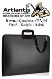 Resim Çantası 35x50 cm Resim Defteri Palet Fırça Seti 1 Paket Siyah Resim Proje Çantası Fermuarlı Kulplu 37x54 cm