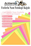Neon Fosforlu Renkli A4 Fotokopi Kağıdı 50 li 1 Paket 50 Adet Fosforlu 5 Renk Parlak Canlı Renkler Fotokopi Kağıdı