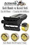 Koli Bant Kesicisi ve Koli Bandı 100 Metre 3 Adet Kesme Aparatı Plastik Gövdeli Metal Kesme Uçlu Bant Kesme