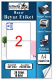 A4 Hazır Etiket 210x148.5 mm 10 Sayfa 1 Paket 2 li Kendinden Yapışkanlı Fotokopi Lazer İnkjet Kağıdı Yazıcılar İçin Uyumlu