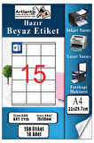 A4 Hazır Etiket 70x56 mm 10 Sayfa 1 Paket 15 li Kendinden Yapışkanlı Fotokopi Lazer İnkjet Kağıdı Yazıcılar İçin Uyumlu