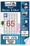A4 Hazır Etiket 38.1x21.2 mm 10 Sayfa 1 Paket 65 li Kendinden Yapışkanlı Fotokopi Lazer İnkjet Kağıdı Yazıcılar İçin Uyumlu