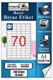 A4 Hazır Etiket 40x20 mm 10 Sayfa 1 Paket 70 li Kendinden Yapışkanlı Fotokopi Lazer İnkjet Kağıdı Yazıcılar İçin Uyumlu