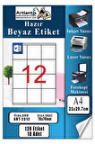 A4 Hazır Etiket 70x70 mm 10 Sayfa 1 Paket 12 li Kendinden Yapışkanlı Fotokopi Lazer İnkjet Kağıdı Yazıcılar İçin Uyumlu