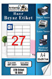 A4 Hazır Etiket 70x30 mm 10 Sayfa 1 Paket 27 li Kendinden Yapışkanlı Fotokopi Lazer İnkjet Kağıdı Yazıcılar İçin Uyumlu