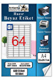 A4 Hazır Etiket 48.5x16.9 mm 10 Sayfa 1 Paket 64 lü Kendinden Yapışkanlı Fotokopi Lazer İnkjet Kağıdı Yazıcılar İçin Uyumlu