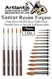 Resim Fırçası 1 Numara 5 li 1 Paket Samur Yuvarlak Uçlu Fırça Seti Guaj Sulu Akrilik Yağlı Boya Fırçaları