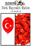 Atatüklü ve Bayraklı Balon 100 Adet Ata Balon Süsleme 29 Ekim 23 Nisan Kırmızı Beyaz Balon Bayrak Balon Bayram