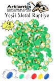 Yeşil Raptiye 50 Adet 1 Paket Renkli Pvc Kaplı Başlıklı Raptiye Plastik Yuvarlak Düğmeli Raptiye Pano Okul Ofis Büro Ev