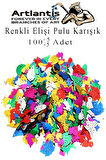 Elişi Pulu Karışık Şekilli 100 lü 1 Paket Renkli Şekilli Pul Yanardöner Payet Pırıltılı Süs Okul Öncesi Kreş Ana Sınıfı