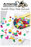 Elişi Pulu Karışık Şekilli 500 lü 1 Paket Renkli Şekilli Pul Yanardöner Payet Pırıltılı Süs Okul Öncesi Kreş Ana Sınıfı