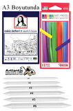 Toz Pastel Boya 12 Renk A3 Monalisa Eskiz Defteri Pastel Dağıtma Kalemi 1 Paket Toz Soft Pastel Boya 12li Yumuşak Pastel