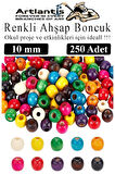Renkli Ahşap Boncuk 10 mm 250 Adet Renkli Tahta Boncuk El İşi Okul Öncesi Kreş Anasınıfı Proje Tasarım Ödev Elişi