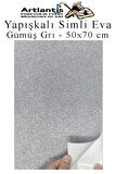 Yapışkanlı Simli Eva 50x70 cm 1 Adet Simli Yapışkanlı Eva Süngeri Okul Kreş Anasınıfı Elişi Etkinlikleri Hobi