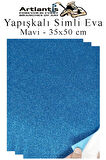 Mavi Yapışkanlı Simli Eva 35x50 cm 3 Adet Simli Yapışkanlı Eva Süngeri Okul Kreş Anasınıfı Elişi Etkinlikleri Hobi