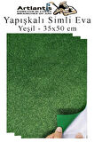 Yeşil Yapışkanlı Simli Eva 35x50 cm 3 Adet Simli Yapışkanlı Eva Süngeri Okul Kreş Anasınıfı Elişi Etkinlikleri Hobi