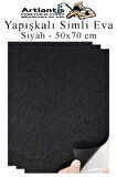 Siyah Yapışkanlı Simli Eva 50x70 cm 3 Adet Simli Yapışkanlı Eva Süngeri Okul Kreş Anasınıfı Elişi Etkinlikleri Hobi
