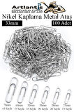Metal Ataş No 4 33 mm 100 lü 1 Paket Nikel Kaplama Metal Ataç Dayanıklı Paslanmaz 20 Sayfa Kapasiteli Ofis Okul Büro