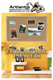 Dekoratif Mantar Pano Ahşap Çerçeve 30x45 cm 1 Adet Harita Çivisi Hediyeli Duvara Monte Mantar Çerçeve Evde Okulda Büro
