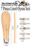 Linol Oyma Seti 7 Parça 1 Paket Linol Oyma Kesme Bıçak Seti 5 Bıçaklı Linolyum Baskı Ahşap Saplı