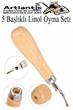 Linol Oyma Seti 7 Parça 1 Paket Linol Oyma Kesme Bıçak Seti 5 Bıçaklı Linolyum Baskı Ahşap Saplı