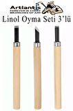 Linol Oyma Seti 3 Parça 1 Paket Linol Oyma Kesme Bıçak Seti 3 Bıçaklı Linolyum Baskı Ahşap Saplı