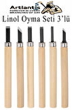 Linol Oyma Seti 6 Parça 1 Paket Kretuar Bıçağı Linol Oyma Kesme Bıçak Seti 6 Bıçaklı Linolyum Baskı Ahşap Saplı