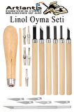 Linol Oyma Seti 13 Parça 1 Paket ve Kretuar Bıçak Seti Linol Oyma Kesme Bıçak Seti Bıçaklı Linolyum Baskı Ahşap Saplı