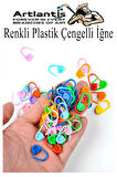 Plastik Çengelli İğne 50 li 1 Paket Örgü Ayracı Renkli Oval Çengelli İğne Klips İlmek Sabitleyici Belirleyici İp Tutucu