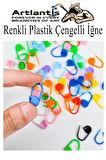 Plastik Çengelli İğne 50 li 1 Paket Örgü Ayracı Renkli Oval Çengelli İğne Klips İlmek Sabitleyici Belirleyici İp Tutucu