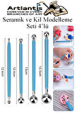 Top Uçlu Seramik ve Kil Modelleme Seti 4 lü 1 Paket Polimer Kil Şekillendirme Çömlek Oyma Çiçek Marzipan Mandala Top Ütü