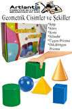 Geometrik Cisimler ve Şekiller Büyük Boy 1 Paket Matematik Ders Materyali 10 cm  6 Parça Prizma Küp Silindir Küp Koni