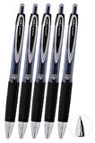 Siyah Pilot Kalem 5 Adet Uniball Signo Micro 207 0.5 mm Roller Uç Kalem Umn-207 İnci Uçlu Likit Mürekkepli Jel Kalem
