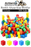 Renkli Ahşap Küp Bloklar 1x1x1cm 500 Adet Ahşap Renkli Kare Blok Eğitici Geliştirici Oyuncak Küp Matematik Birim Küpleri