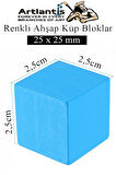 Renkli Ahşap Küp Bloklar 2.5x2.5 cm 64 Adet Ahşap Renkli Kare Blok Eğitici Geliştirici Oyuncak Küp Matematik Birim Küp