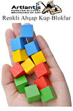 Renkli Ahşap Küp Bloklar 2.5x2.5 cm 64 Adet Ahşap Renkli Kare Blok Eğitici Geliştirici Oyuncak Küp Matematik Birim Küp