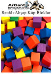 Renkli Ahşap Küp Bloklar 2.5x2.5 cm 64 Adet Ahşap Renkli Kare Blok Eğitici Geliştirici Oyuncak Küp Matematik Birim Küp