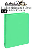 4 Halkalı Klasör 1 Adet A4 PVC Öğrenci ve Ofis Tipi Evrak Sunum Klasörü İç Cepli Otomatik Mekanizmalı Büro Okul Arşivle