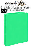 2 Halkalı Klasör 1 Adet A5 PVC Öğrenci ve Ofis Tipi Evrak Sunum Klasörü İç Cepli Otomatik Mekanizmalı Büro Okul Arşivle