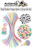 Pastel Renkli Şönil Ponpon Oynar Göz Seti 1 Pkt Karışık Pastel Renkler Tüylü Peluş Tel Ponpon Elişi Hobi Okulöncesi Kreş