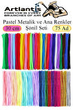 Şönil Pastel Metalik ve Ana Renkler 30 cm 75 li 1 Paket Renkli Tüylü Tel Peluş Tel 30 cm Elişi Okul Projeleri Süsleme