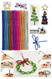 Şönil Pastel Metalik ve Ana Renkler 30 cm 150 li 1 Paket Renkli Tüylü Tel Peluş Tel 30 cm Elişi Okul Projeleri Süsleme
