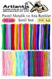 Şönil Pastel Metalik ve Ana Renkler 30 cm 300 lü 1 Paket Renkli Tüylü Tel Peluş Tel 30 cm Elişi Okul Projeleri Süsleme