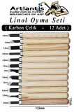 Linol Oyma Seti 12 Parça 1 Paket Linol Oyma Kesme Bıçak Seti 12 Bıçaklı Linolyum Baskı Ahşap Saplı